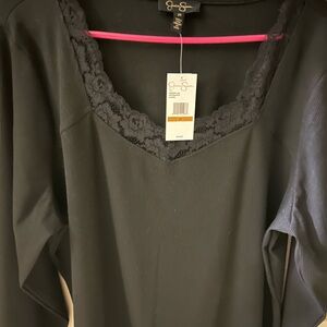 Jessica Simpson Black Lace Trim Blouse